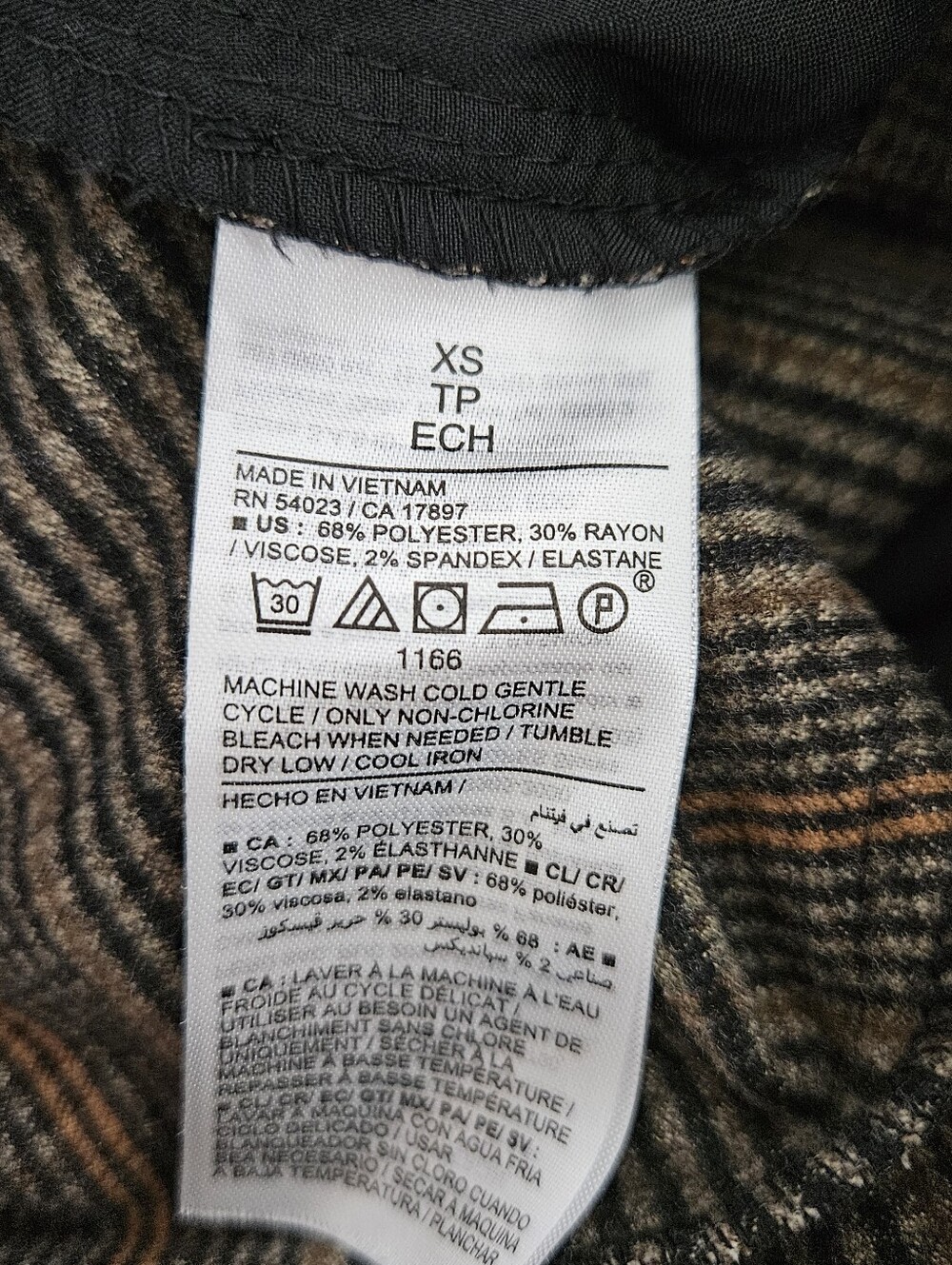 Old Navy Taylor Wide Leg Trouser Pants Brown Plaid Pleated Extra High Rise XS - Picture 7 of 8
